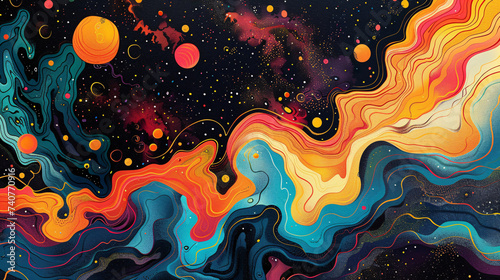 Psychedelic 70s Groovy Retro Background Design