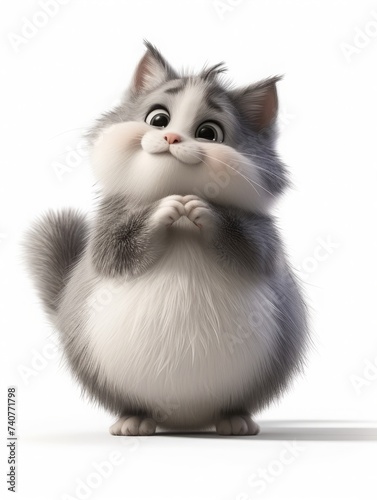 Chubby cute gray cat. © Sina