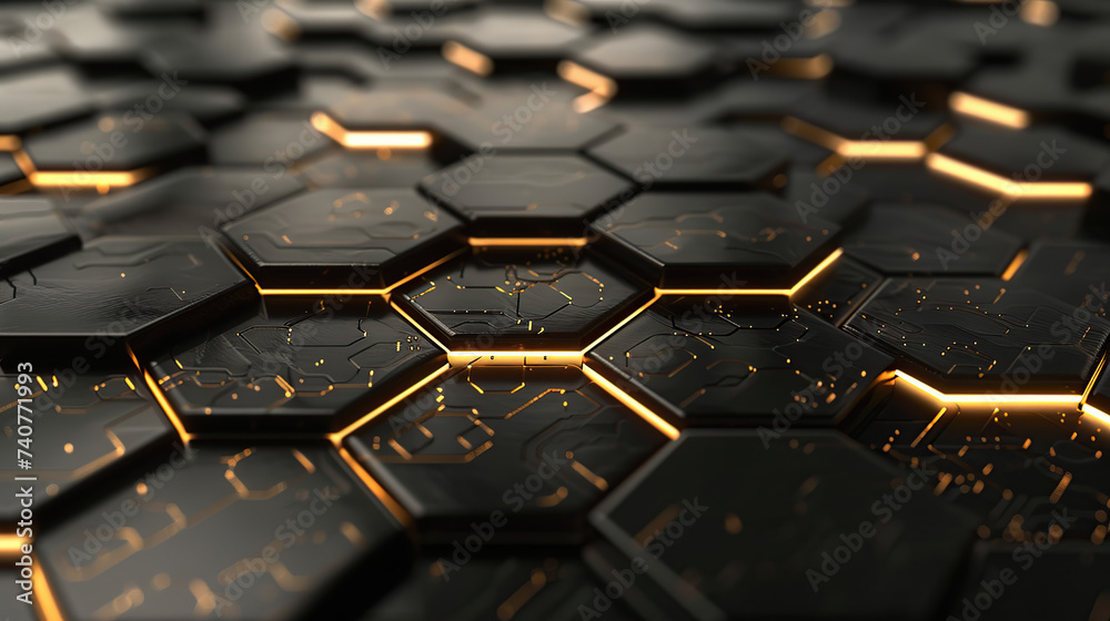 hexagon 3d black and gold background generative ai hexagon 3d black and gold background generative ai