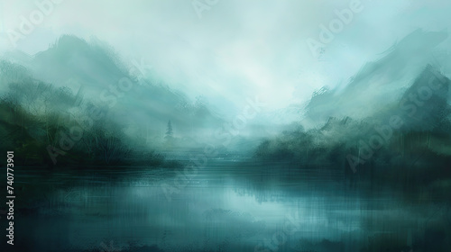 abstract background with a scary mountain foot and river in the background generative ai