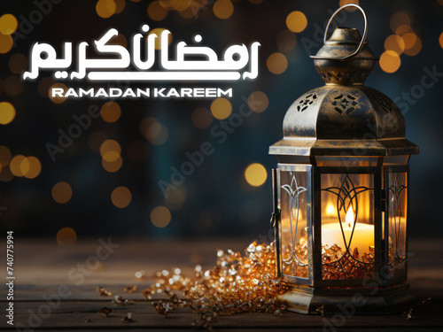 Ramadan Mubarak Islamic Design. Islamic greeting Eid Mubarak cards for Muslim Holidays. Eid-Ul-Adha festival celebration. Arabic Ramadan Lantern. Ramadan celebration background with copy space
