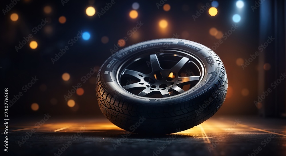 Tires on a dark background