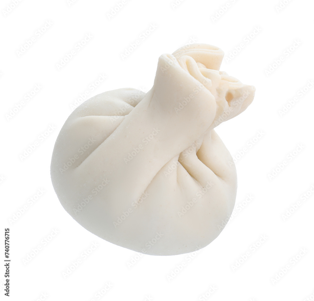 Obraz premium Uncooked khinkali (dumpling) isolated on white. Georgian cuisine