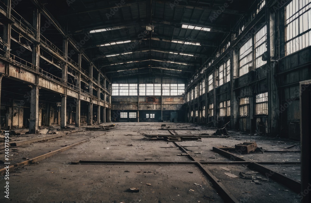 empty abandoned 1980 factory with Generative AI. empty abandoned 1980 factory with Generative AI.