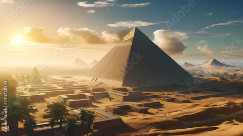 Landscape with ancient egyptian pyramids