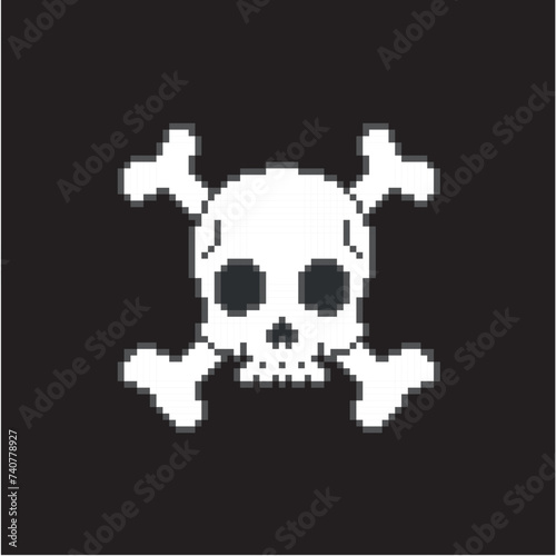 skull cross sign pixel art