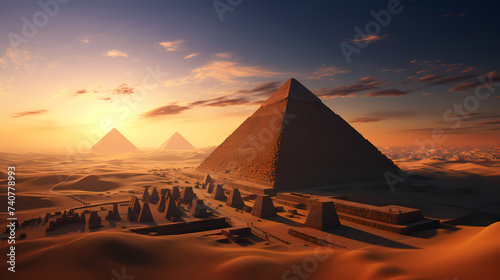 Landscape with ancient egyptian pyramids