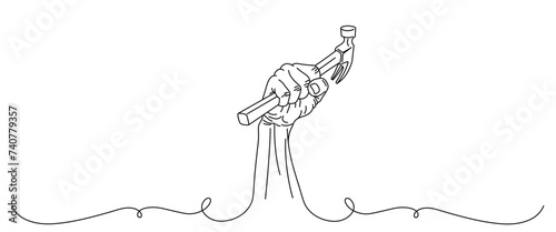 hand holding a hammer. labor day vector elements