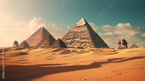 Landscape with ancient egyptian pyramids