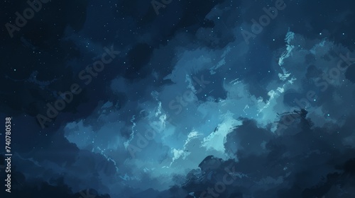 Night Sky Filled With Clouds and Stars
