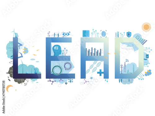 Technology community_A012 with word LEAD shows advanced in technology vector illustration graphic EPS 10