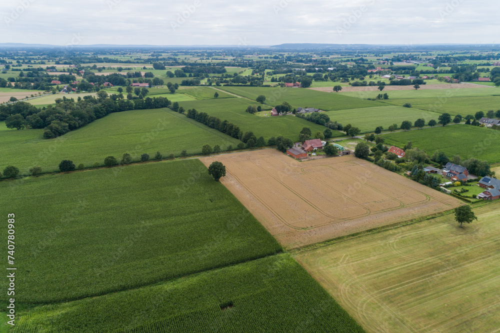 Mais- und Getreidefelder aus der Luft, Deutschland