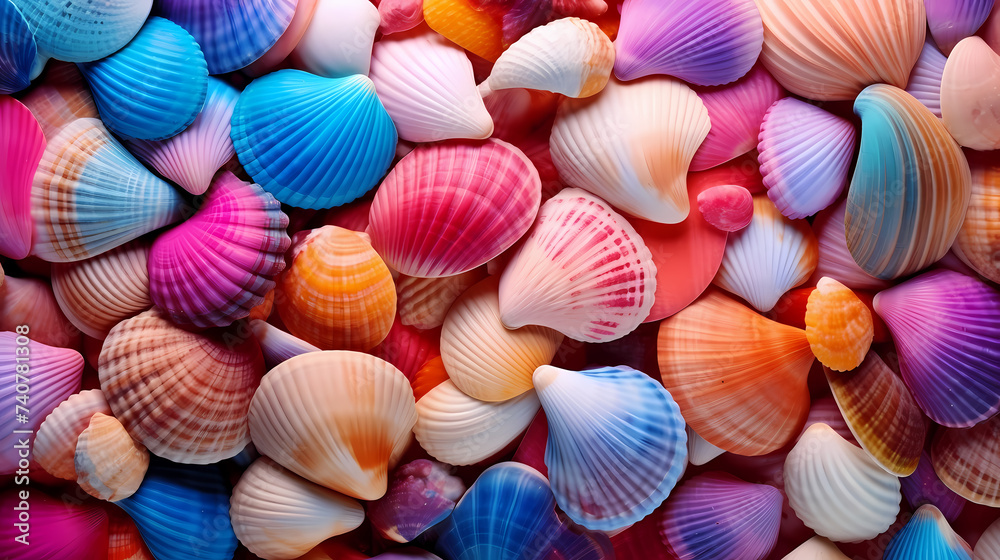 Close-up of colorful seashells on the beach Close-up of colorful seashells on the beach