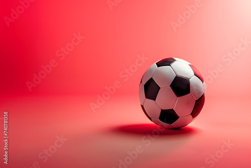Classic Soccer Ball on Vibrant Red Background