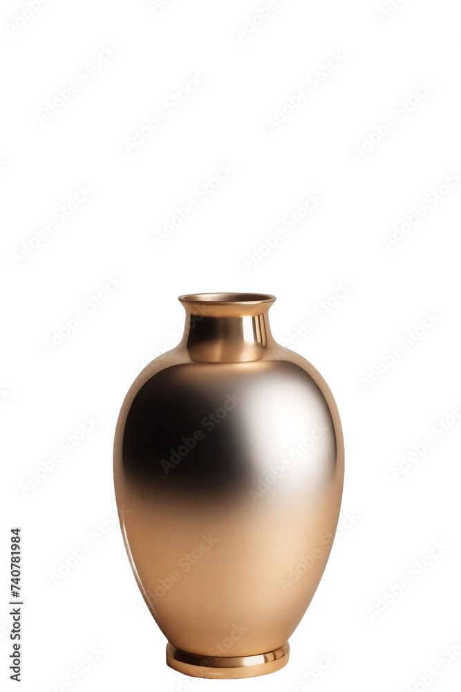 Metal Vase, Stylish metal vase, isolated, transparent background, no background. PNG.
