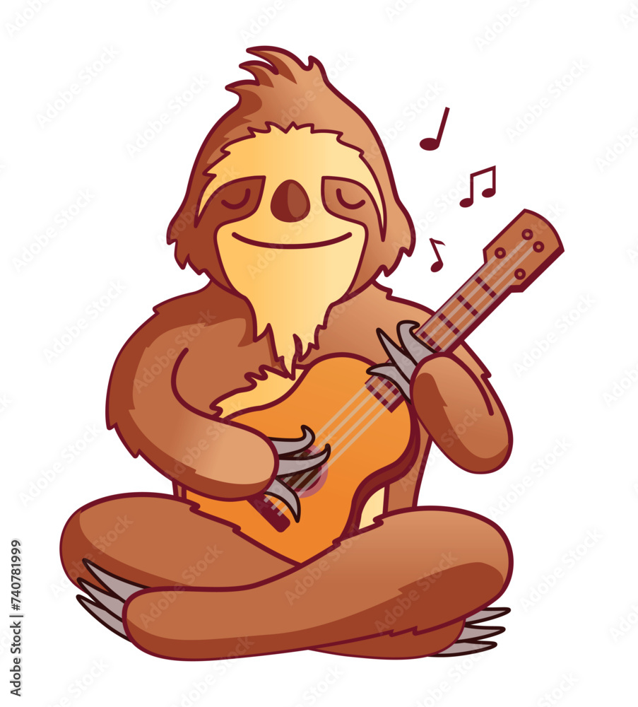 Obraz premium Cute illustration of a sloth playing the guitar
