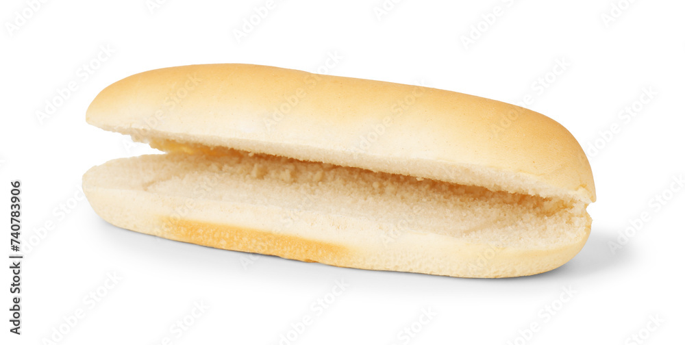 One fresh hot dog bun isolated on white One fresh hot dog bun isolated on white