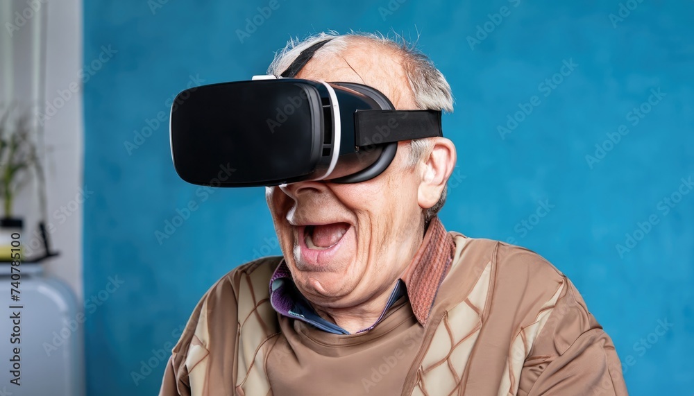 old man wearing a vr visor, augmented reality, vision, looking, elderly looking old man wearing a vr visor, augmented reality, vision, looking, elderly looking