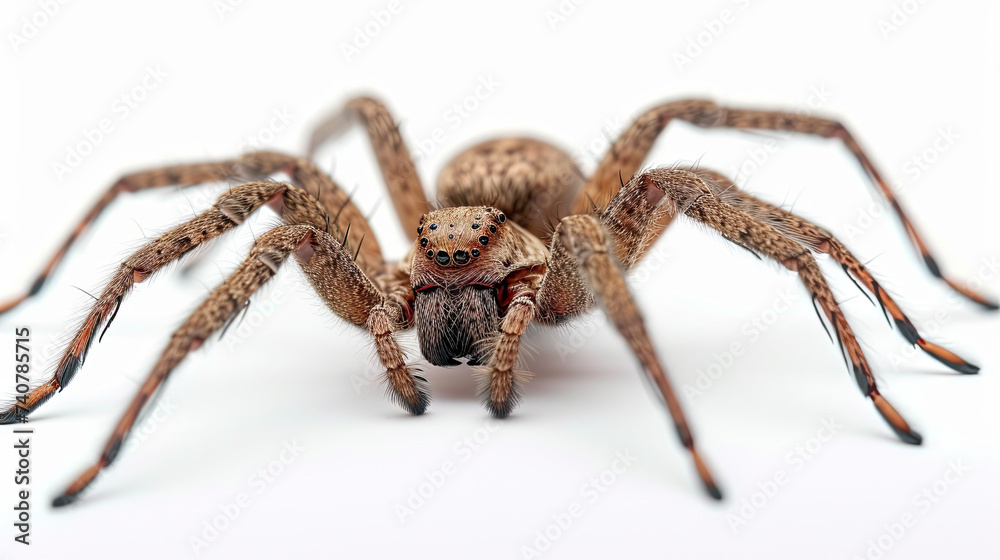 close up the spider isolated on a white background close up the spider isolated on a white background