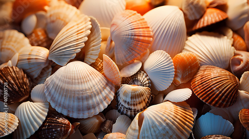 Close-up of colorful seashells on the beach