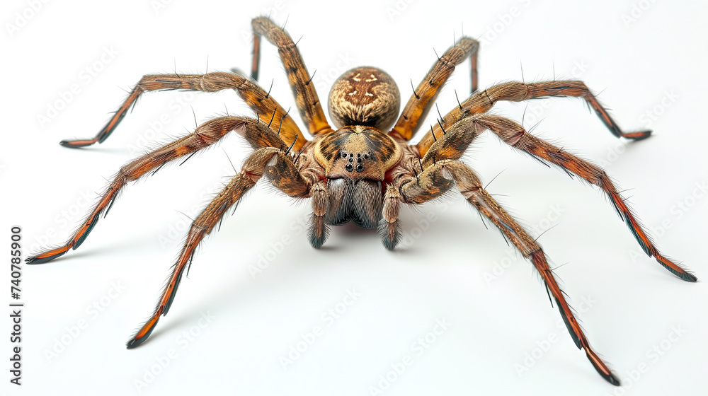 close up the spider isolated on a white background close up the spider isolated on a white background