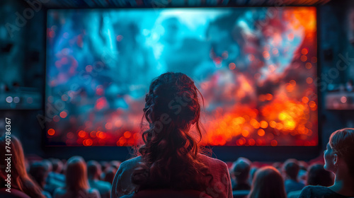 People watching movie in a modern cinema