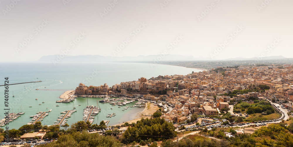 Aerial panoramic view of Castellammare del Golfo, Sicily