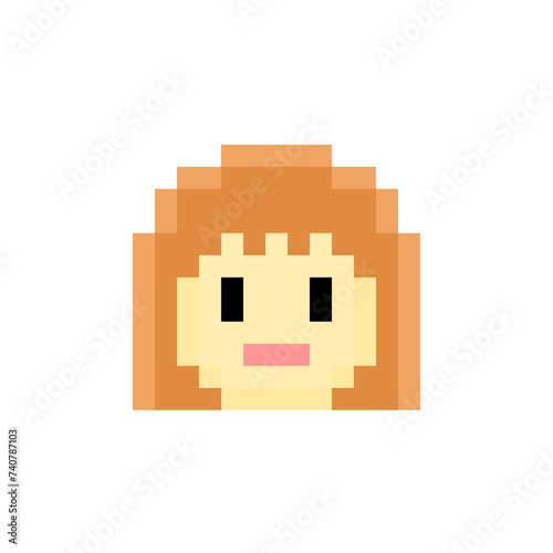 ドットで描かれた長い茶髪の人の顔のゲームイラスト