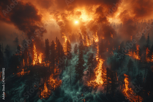 Drone view Forest Fire © The Stock Lair