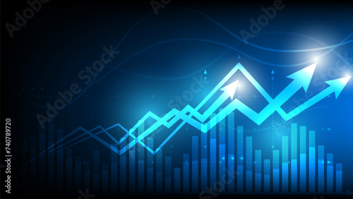 Stock market investment trading graph in graphic concept suitable for financial investment or Economic trends business idea on blue background. Vector illustration design.	
