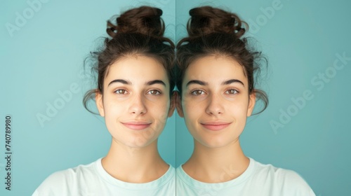 a split screen of the same person looking happy and sad, symbolizing the mood swings in bipolar disorder