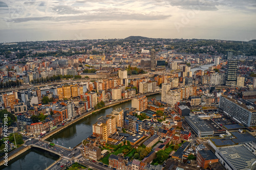 Aerial View of Liège, Belgium Skyline in early Autumn photo