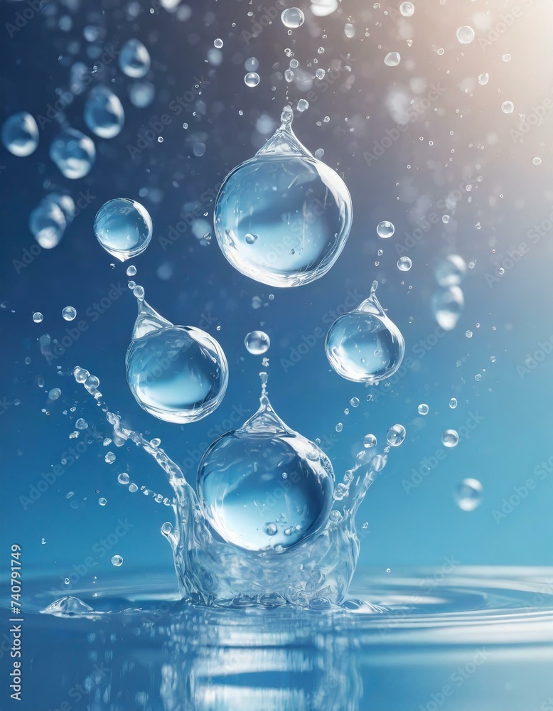 Water droplets splash uniquely. Realistic depiction, close-up Water droplets splash uniquely. Realistic depiction, close-up