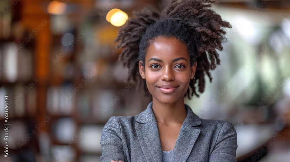 Proud African lawyer with a confident demeanor and leadership skills working in a law firm. Proud African lawyer with a confident demeanor and leadership skills working in a law firm.