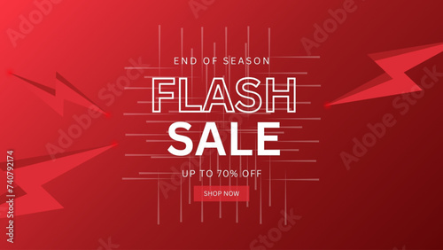 Flash Sale Shopping Poster or banner with Flash icon and text on red background.Flash Sales banner template design for social media and website.Special Offer Flash Sale campaign