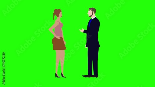 Wallpaper Mural Animation with man and woman character talking each other chroma key, green screen, for explainer videos Torontodigital.ca