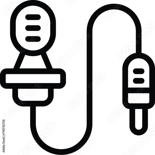 Lavalier microphone icon outline vector. Reporter equipment. Interview broadcasting system