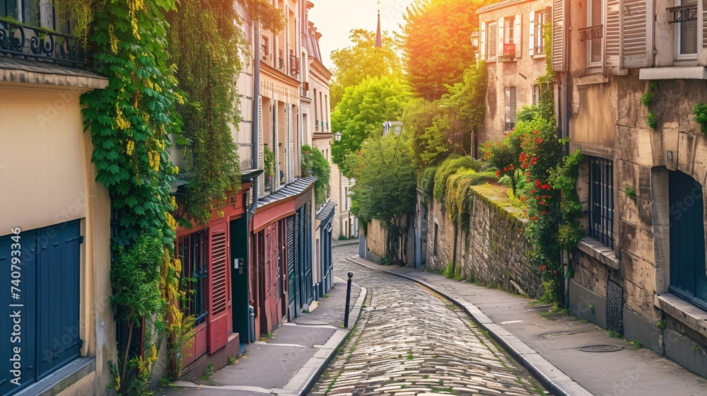 Charming Parisian neighborhood with stunning architectural landmarks.