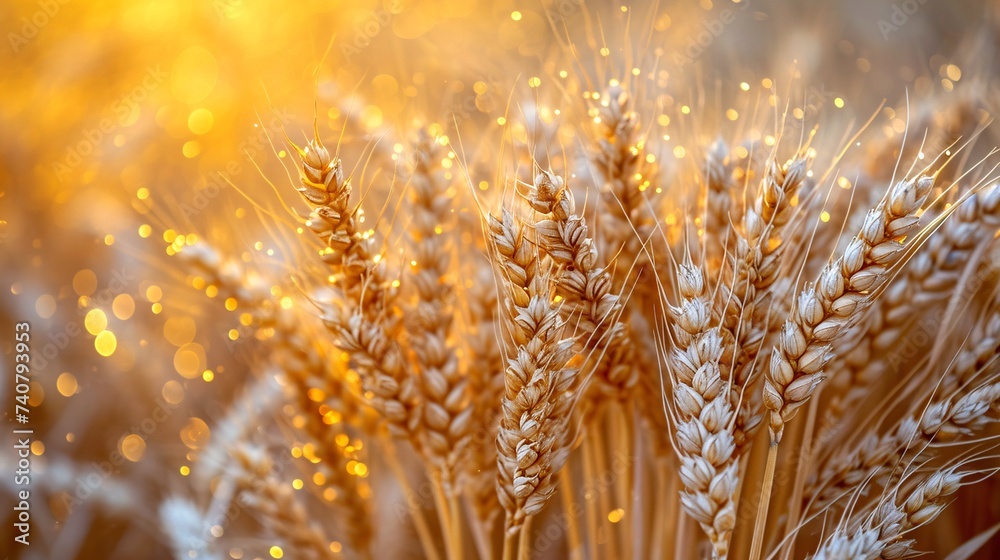 Gleaming wheat spikes in the summer fields. Gleaming wheat spikes in the summer fields.