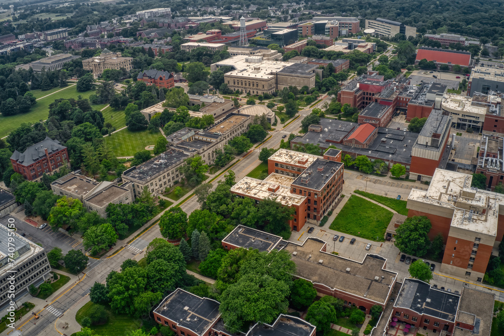 Aerial View of a large Public University in Ames, Iowa