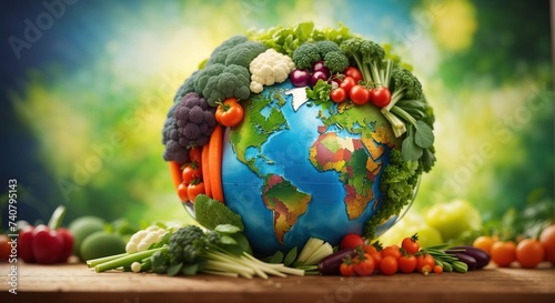 Globe healthy manipulation background with vegetables