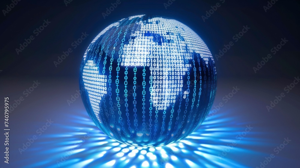 Obraz premium Digital Globe with Binary Code Overlay