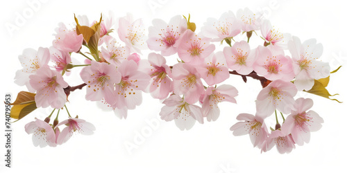 Cherry blossom branch on a white background. Created with Generative AI technology