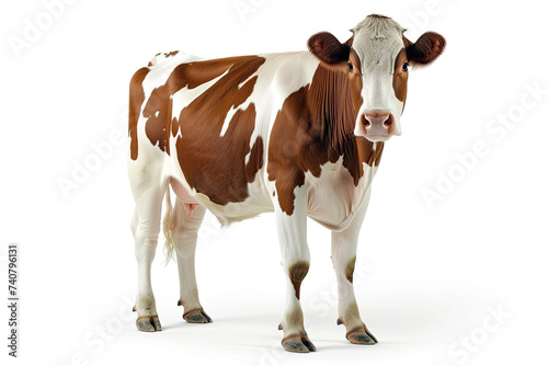 a cow looking at camera isolated on white background