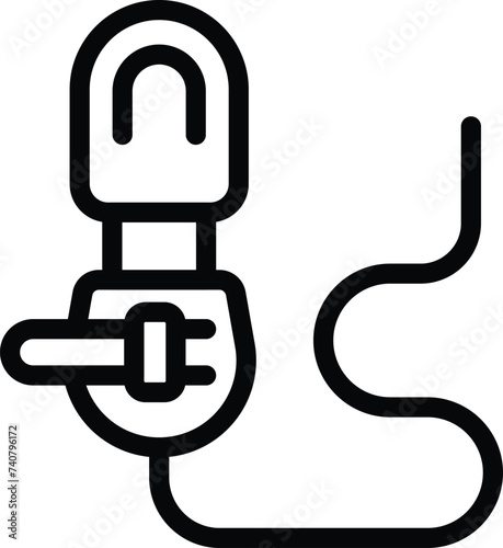 Clip on lavalier lapel mic icon outline vector. Sound media recording tool. Public speaking collar microphone