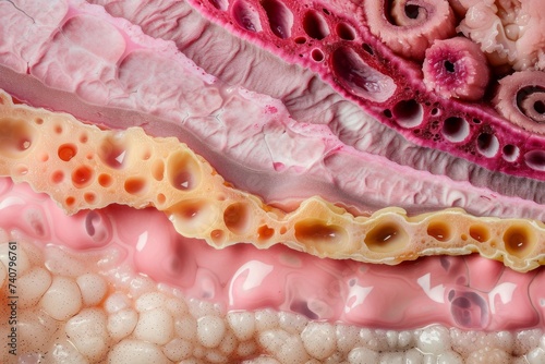 Close up illustration of the human skin layers and their composition photo