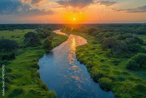 Beautiful Sunset River Landscape