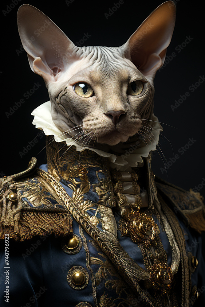 portrait of a cat wearing a costume