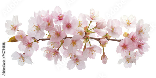 Cherry blossom branch on a white background. Created with Generative AI technology