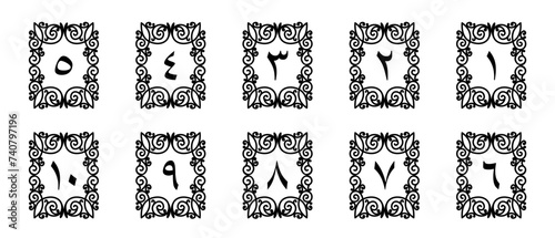 Arabic numerals with ornaments for book pages of your choice of elegant design. Vector file isolated on a transparent background